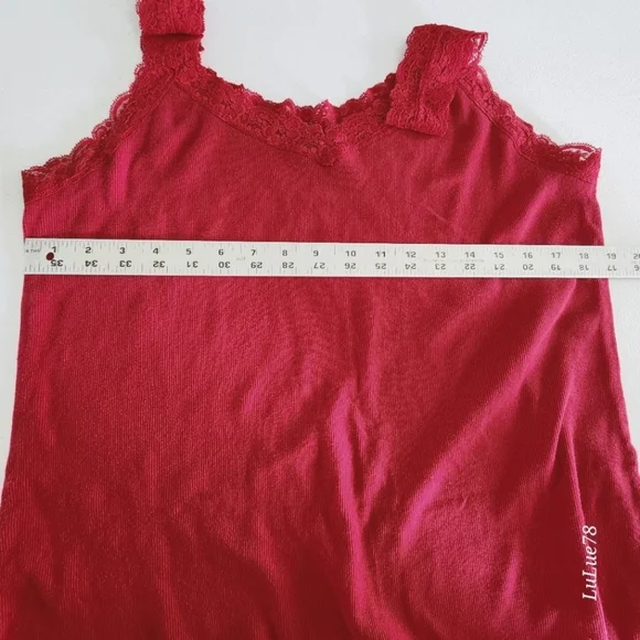 Just My Size Womans Red Tank with Lace Detail 2X - Picture 5 of 8